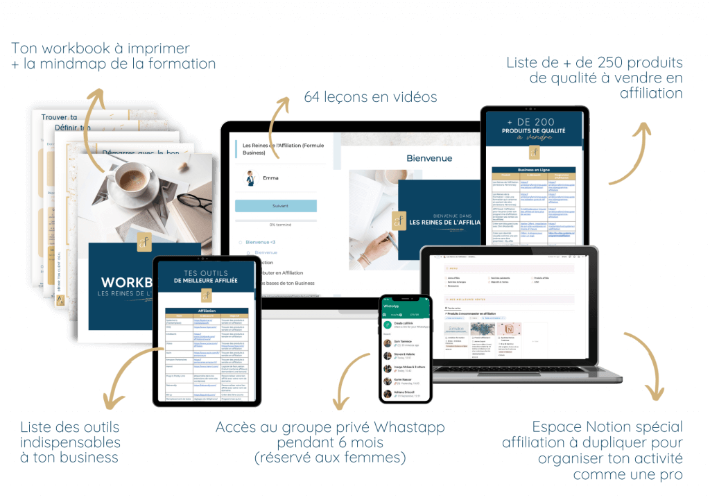 Illustration formation business en ligne les reines de l'affiliation