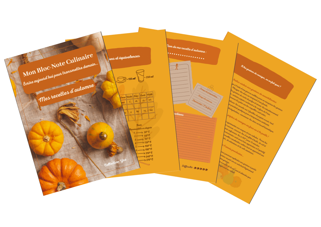 Extrait du cahier de recettes d'automne de la collection YCO.