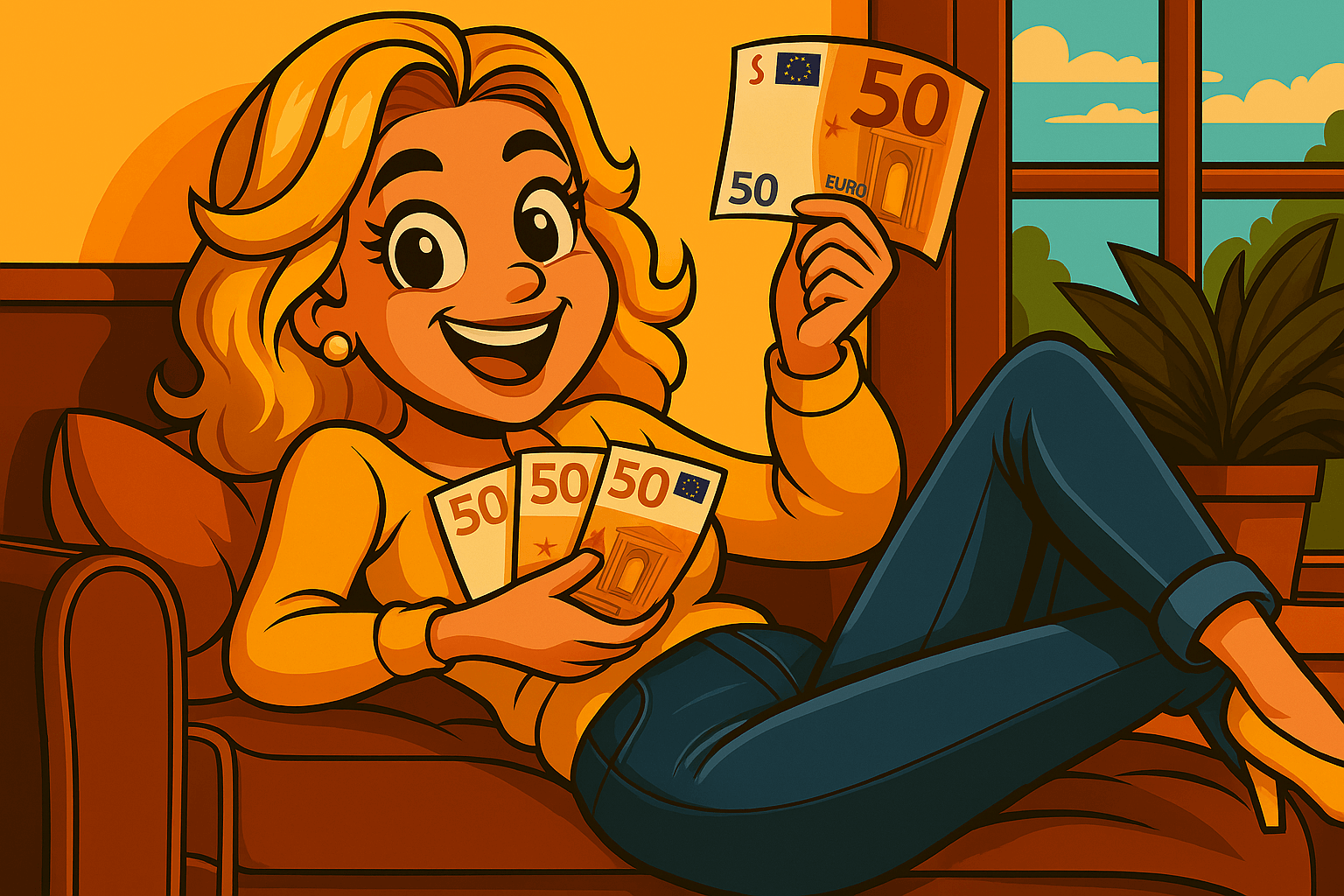 Femme qui a gagner de l'argent de poche pour mettre du beurre dans les épinards.
