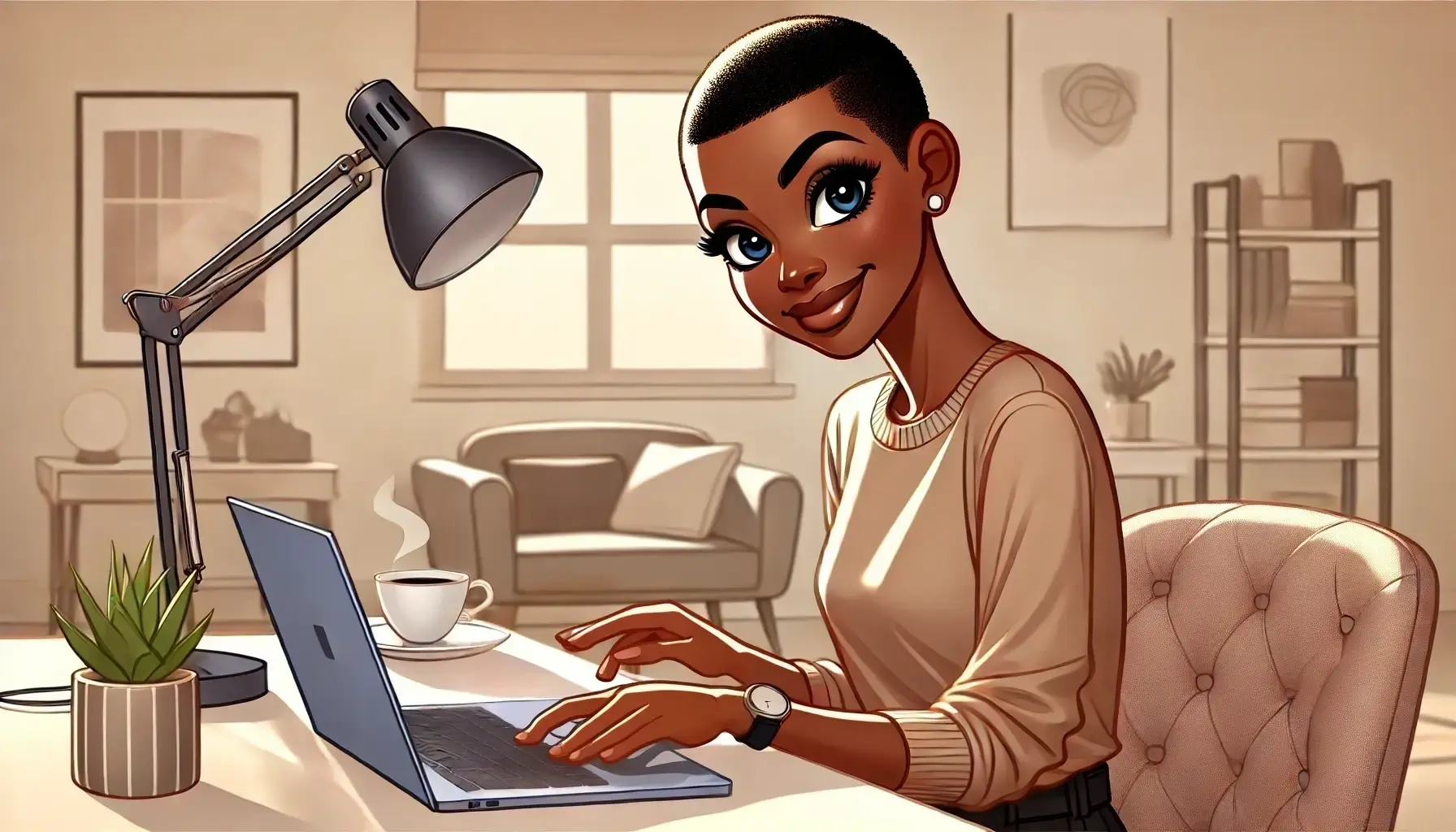 Femme noire qui gagne sa vie en écrivant. AGENCE DIGITALE 06 - À Toi de Briller - Rédaction Web SEO