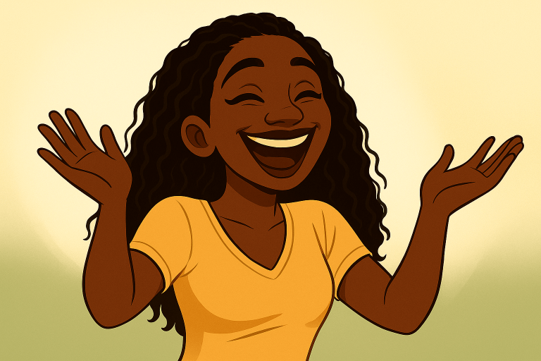 Femme heureuse d'avoir enfin trouve une façon simple de créer son site internet grâce au thème Kadence Wordpress et les conseils de À Toi de Briller