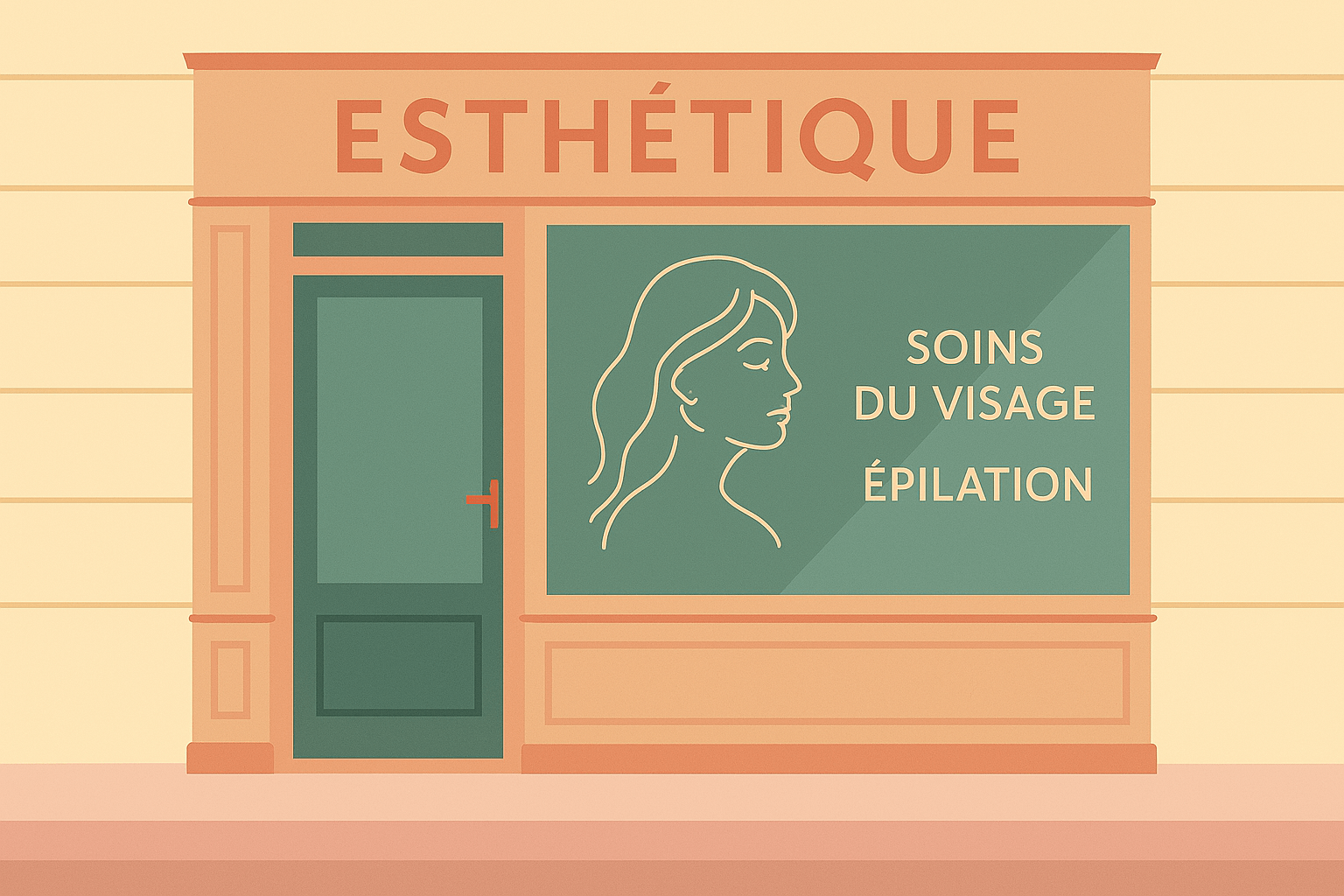 Vitrine d'un salon de beauté. Mettre en avant la visibilité de l'institut d'esthétique en ligne. Stratégie pour que les esthéticiennes se démarquent de la concurrence par le référencement local et du contenu SEO pertinent issu de l'approche inbound marketing. AGENCE DIGITALE 06 - À Toi de Briller - Rédaction Web SEO